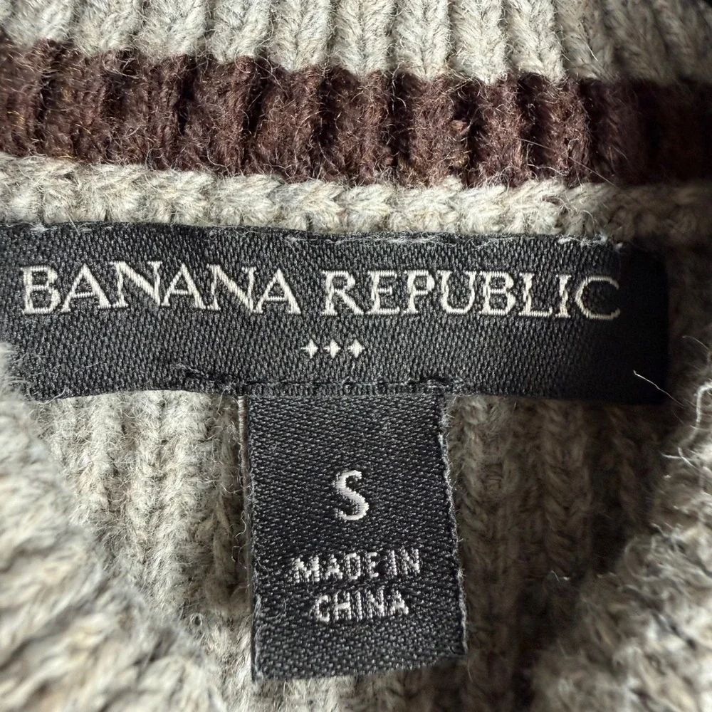Banana Republic Zip Cardigan Small Tan Military Utility Gorpcore Minimalist